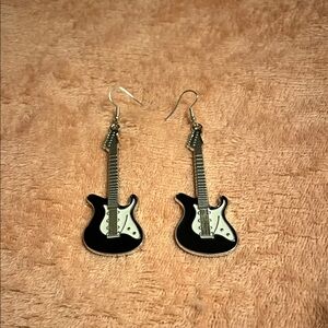 Black Guitar Earrings
